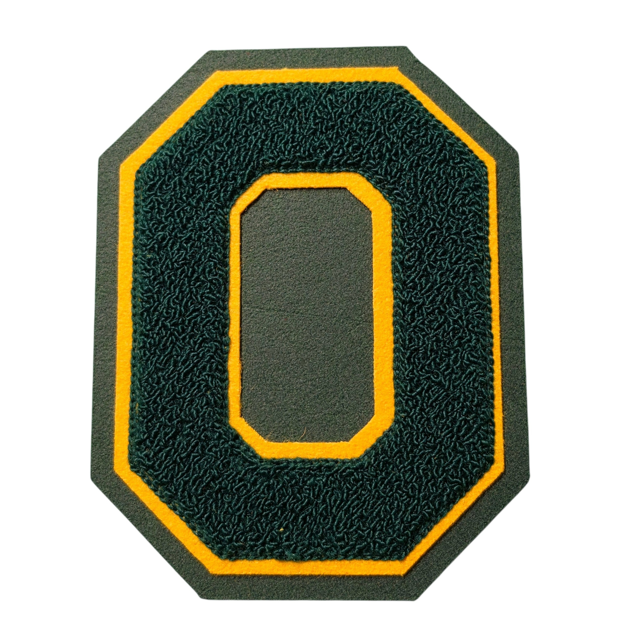 Evergreen on Lt Gold 6Chenille Letter O