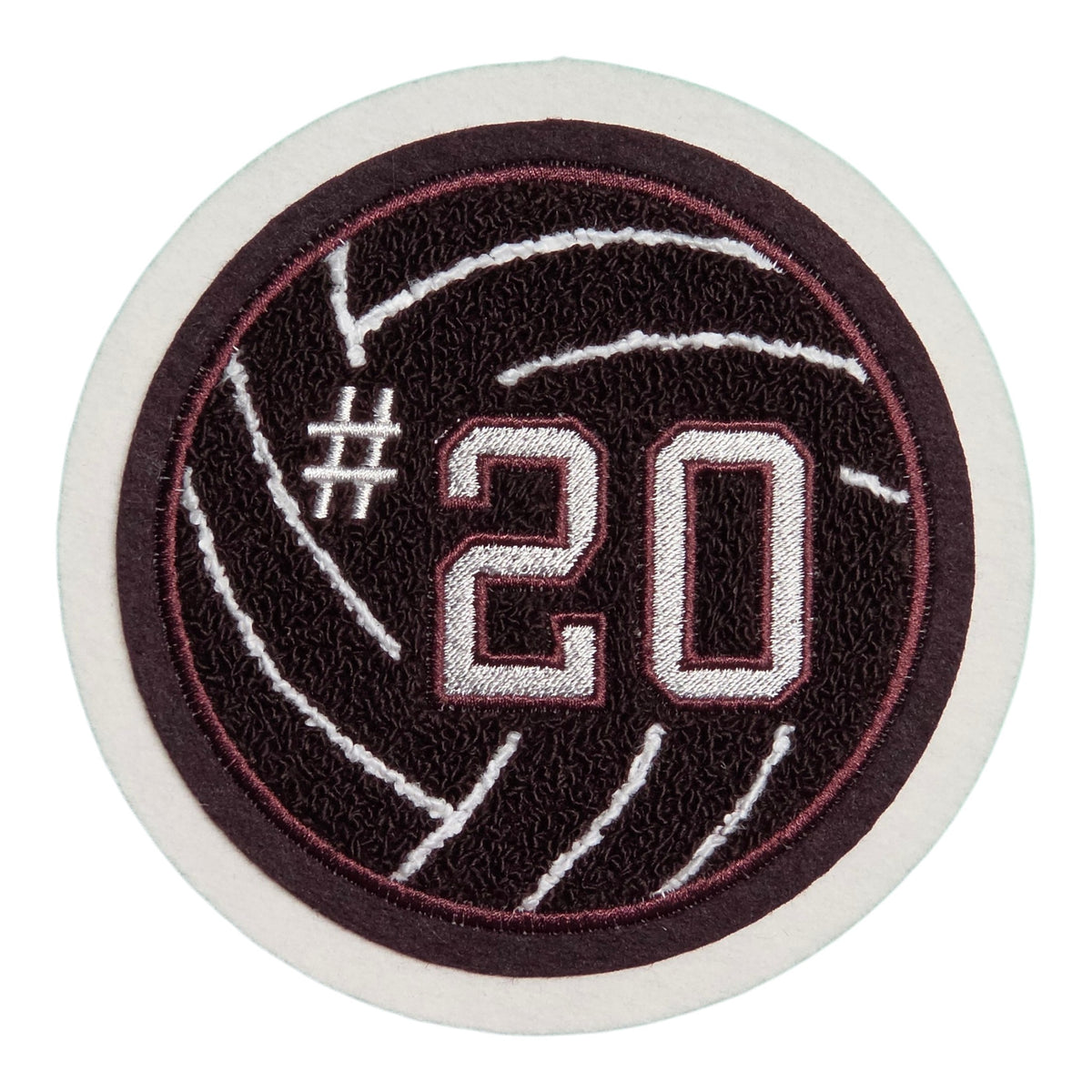 Chenille Letterman Jacket Volleyball Patch With Number - Satin Border