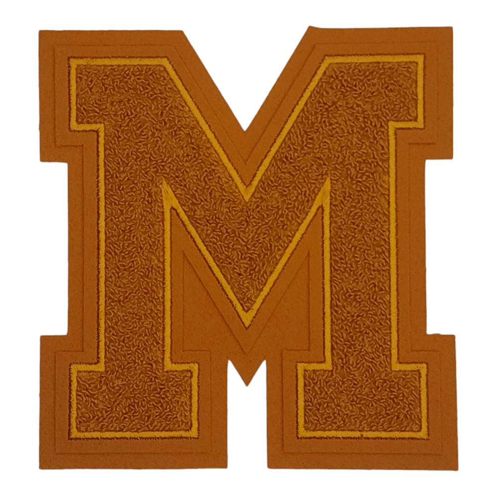 Chenille Antique Gold on Antique Gold Full Block Letter
