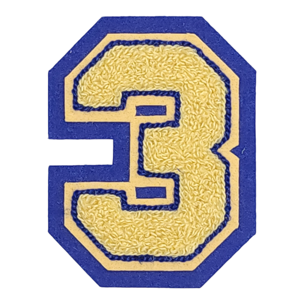 Chenille number 3 for lettermen jackets
