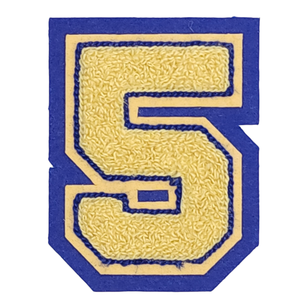 Chenille number 5 for lettermen jackets
