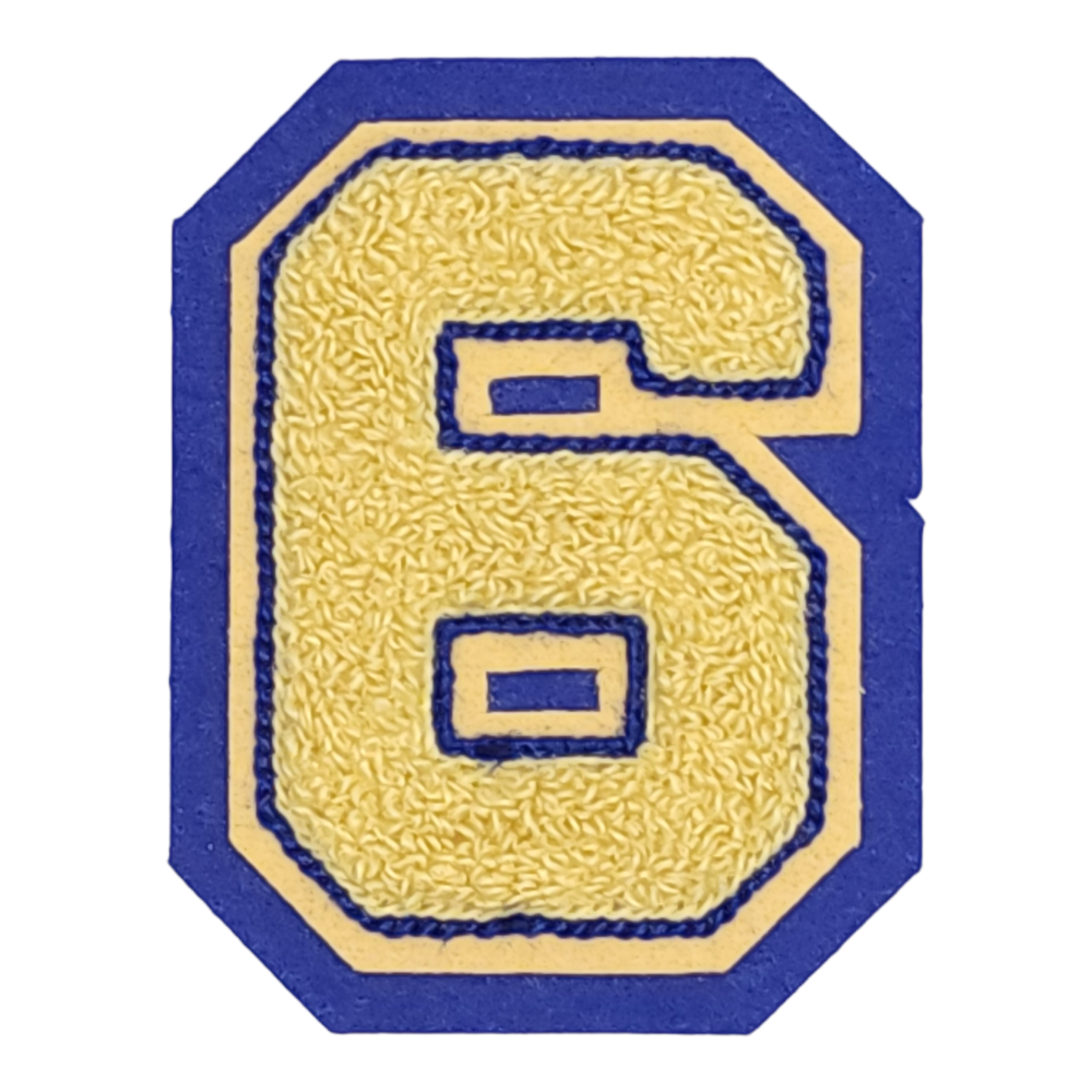 Chenille number 6 for lettermen jackets