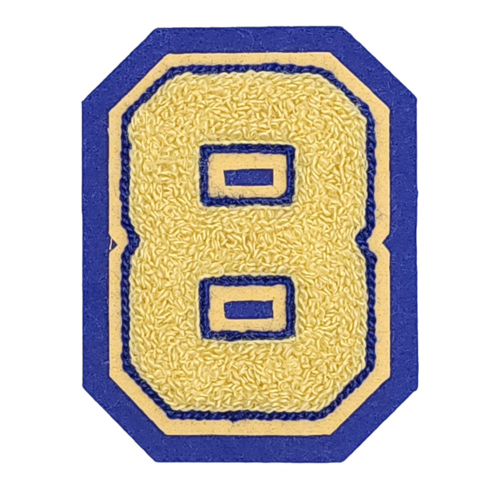 Chenille number 8 for lettemnen jackets