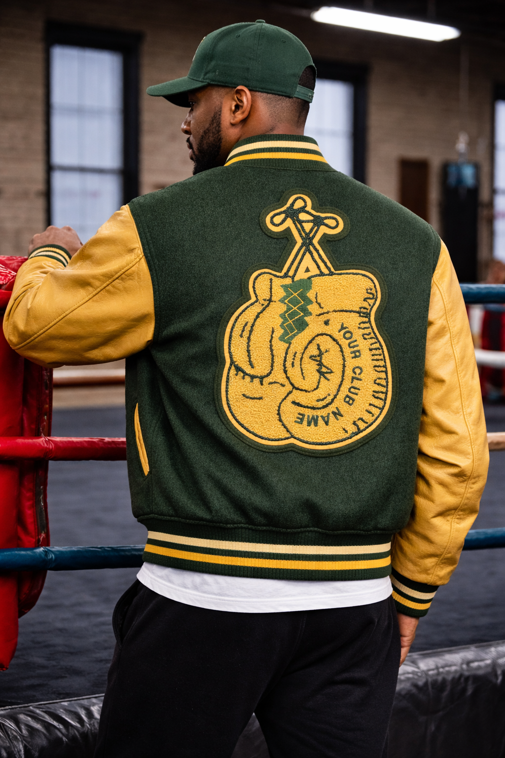 Large Chenille Boxing Glove on Letterman Jacket