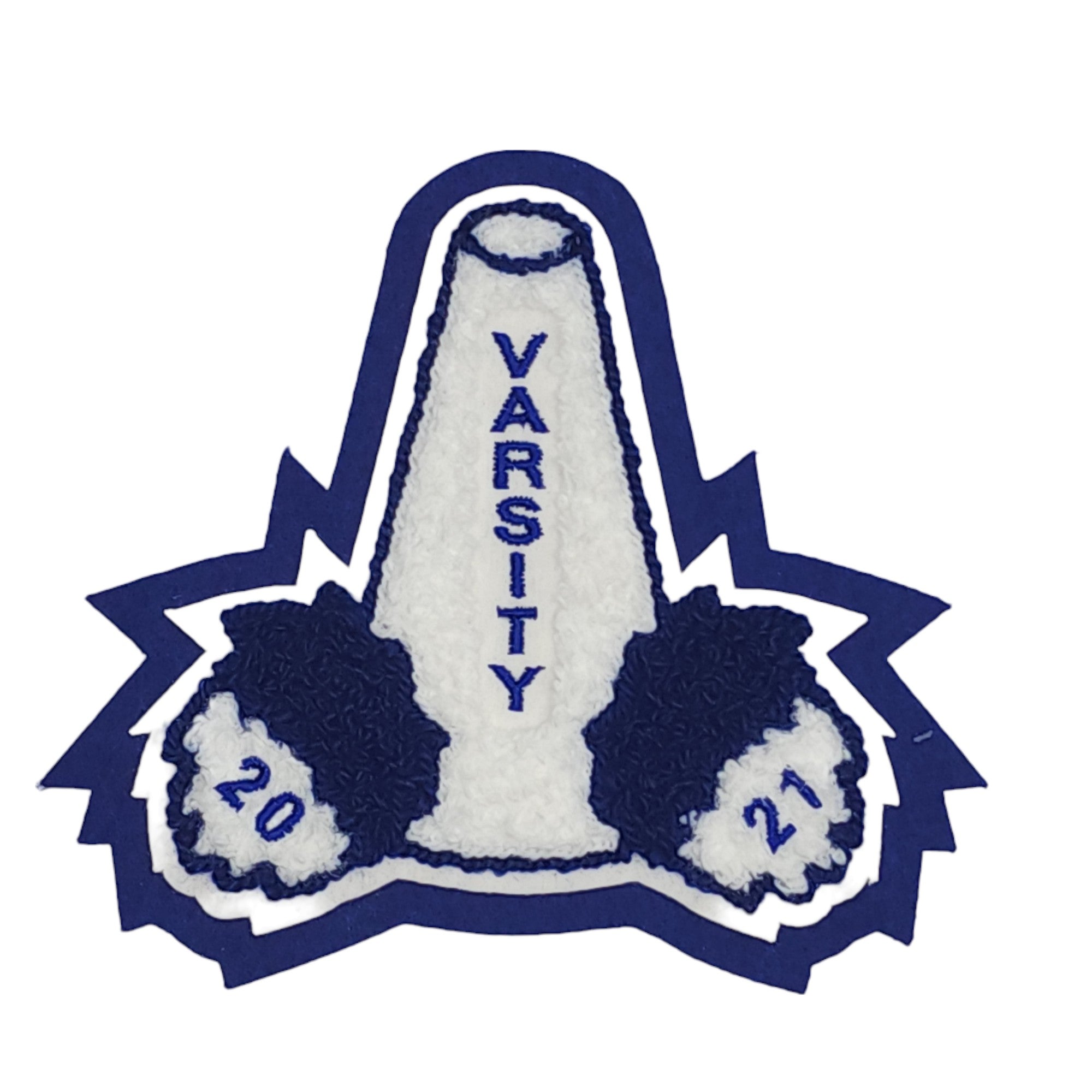 Chenille Varsity Megaphone with Pom Poms