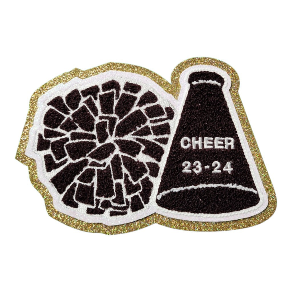 Letterman Jacket or Sweater Chenille Pom Pom, Glitter, and Megaphone