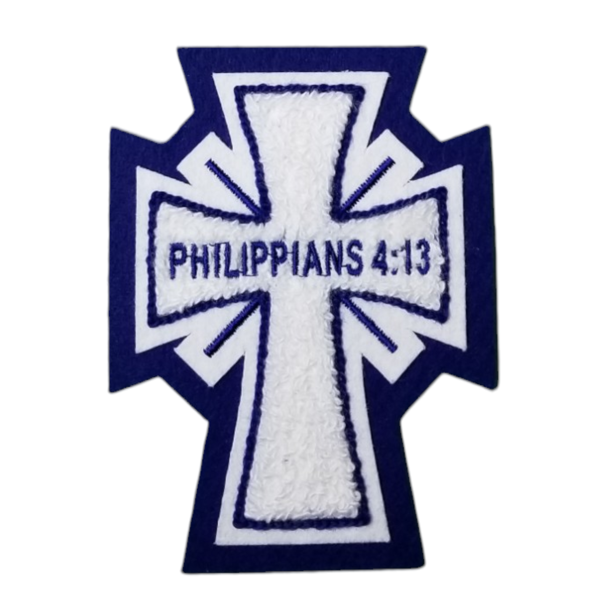 Chenille Letterman Jacket Cross Patch With Radiant And Lettering