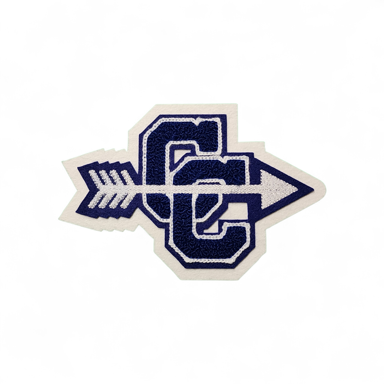 Reverse Color Chenille Cross Country Letterman Jacket Patch