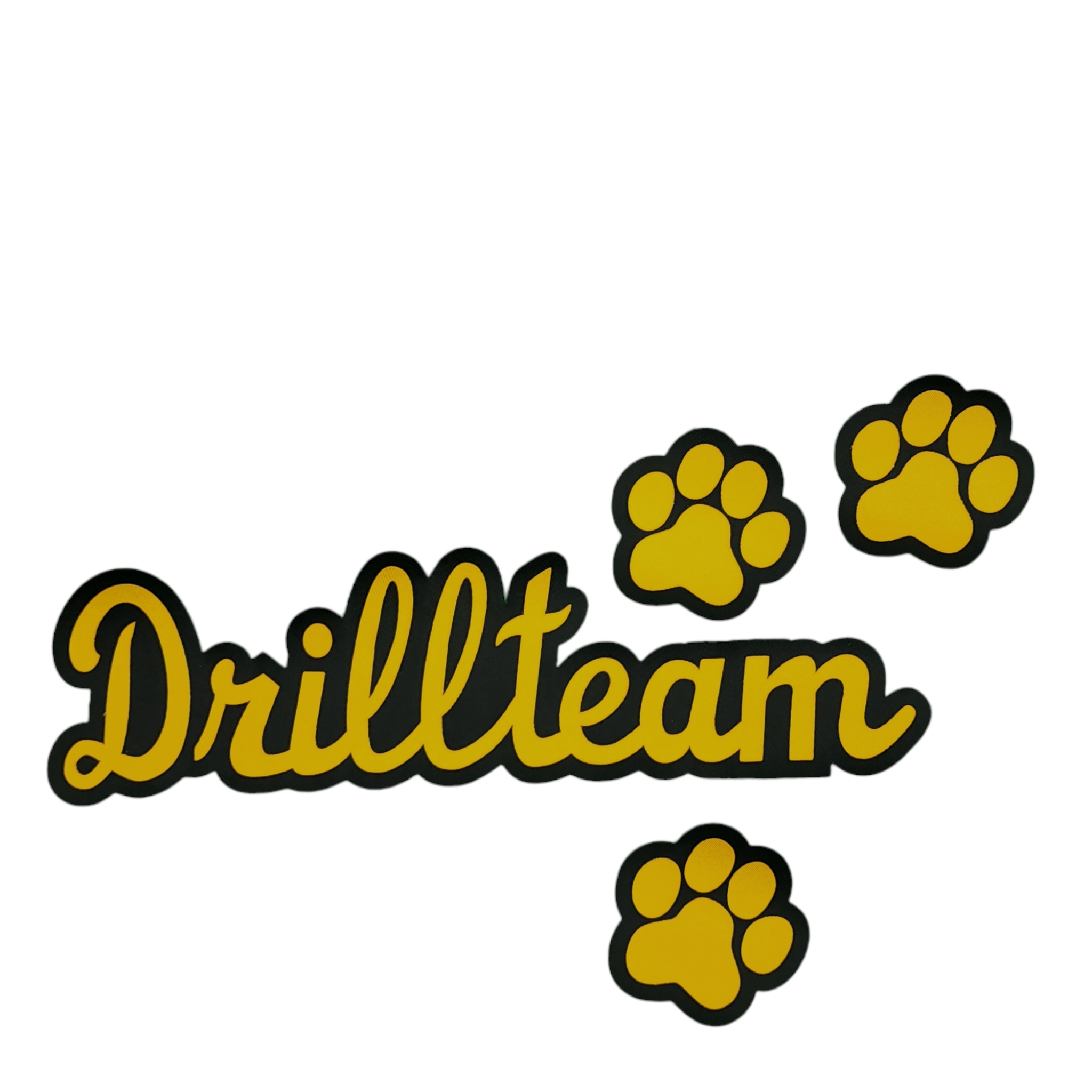 Two Color Drillteam Tackle Twill Script Name With Paw Prints