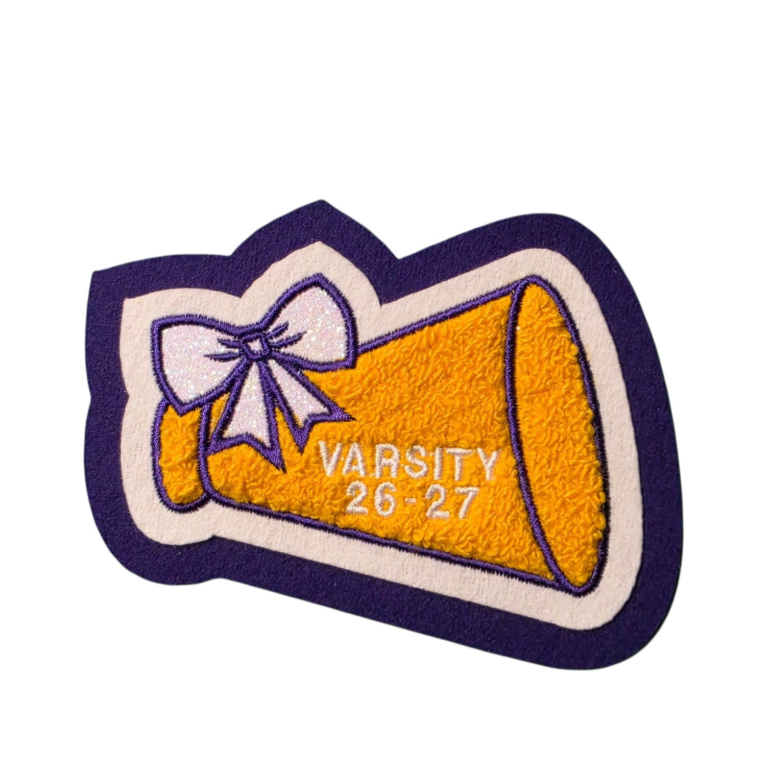 Chenille Megaphone With Glitter Bow and Text