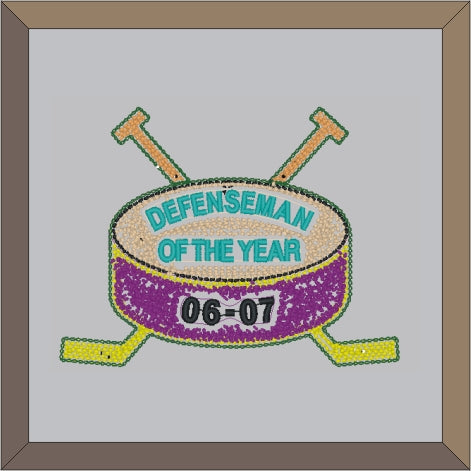 Chenille Crossed Hockey Sticks and Puck Letterman Jacket Patch