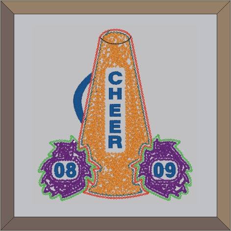 Chenille Megaphone With Pom Poms Patch