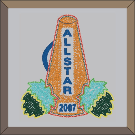 Chenille Megaphone With 2 Color Pom Poms Patch