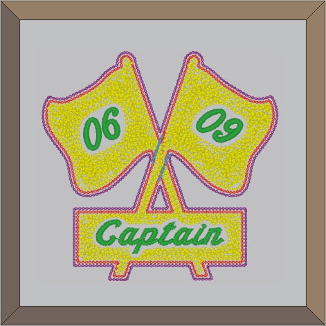 Chenille Crossed Flags With Bar Letterman Jacket Patch
