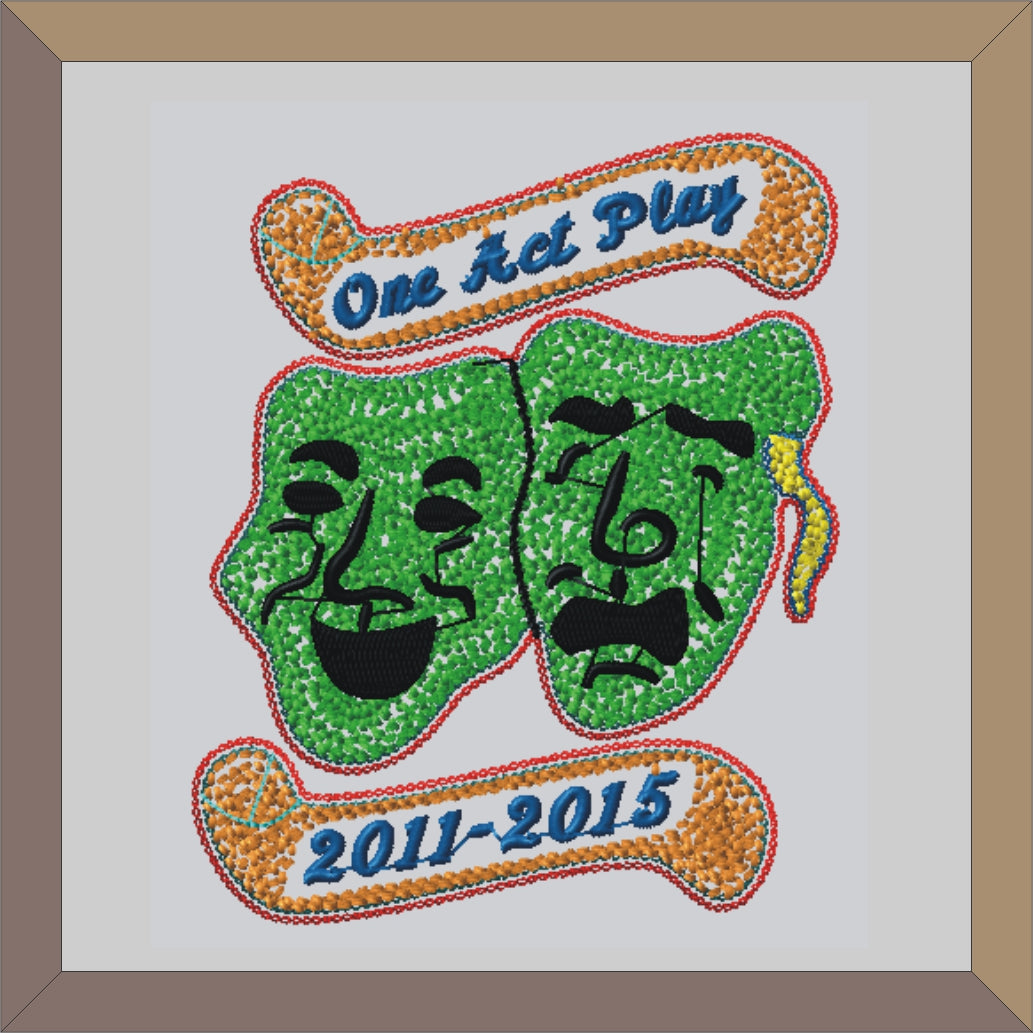 Chenille Drama Mask With Banners Letterman Jacket Patch