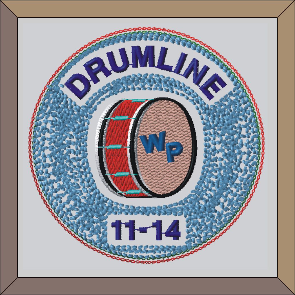 Round Chenille Drumline Patch With Lettering And Insert