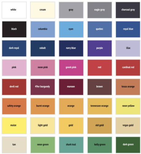 Tackle Twill Color Chart