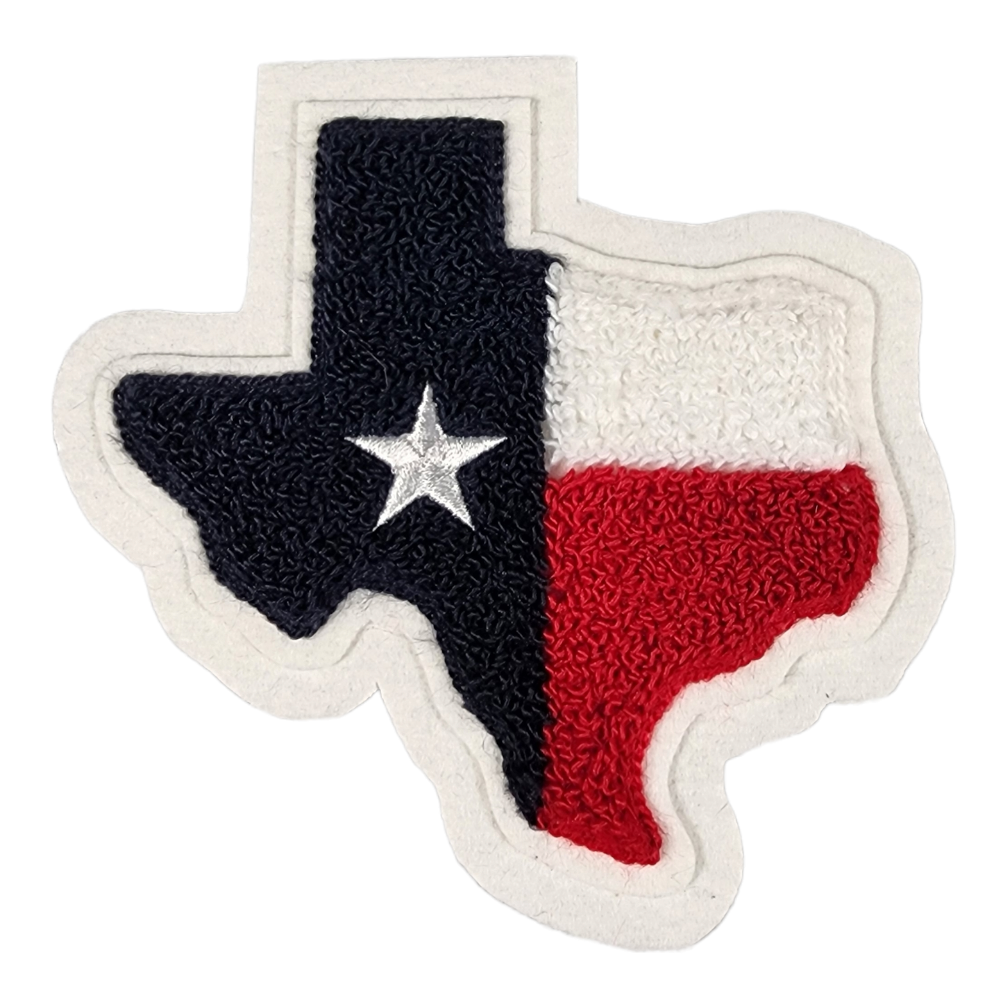 Chenille Letterman Jacket Texas State Flag Patch with Embroidery Star