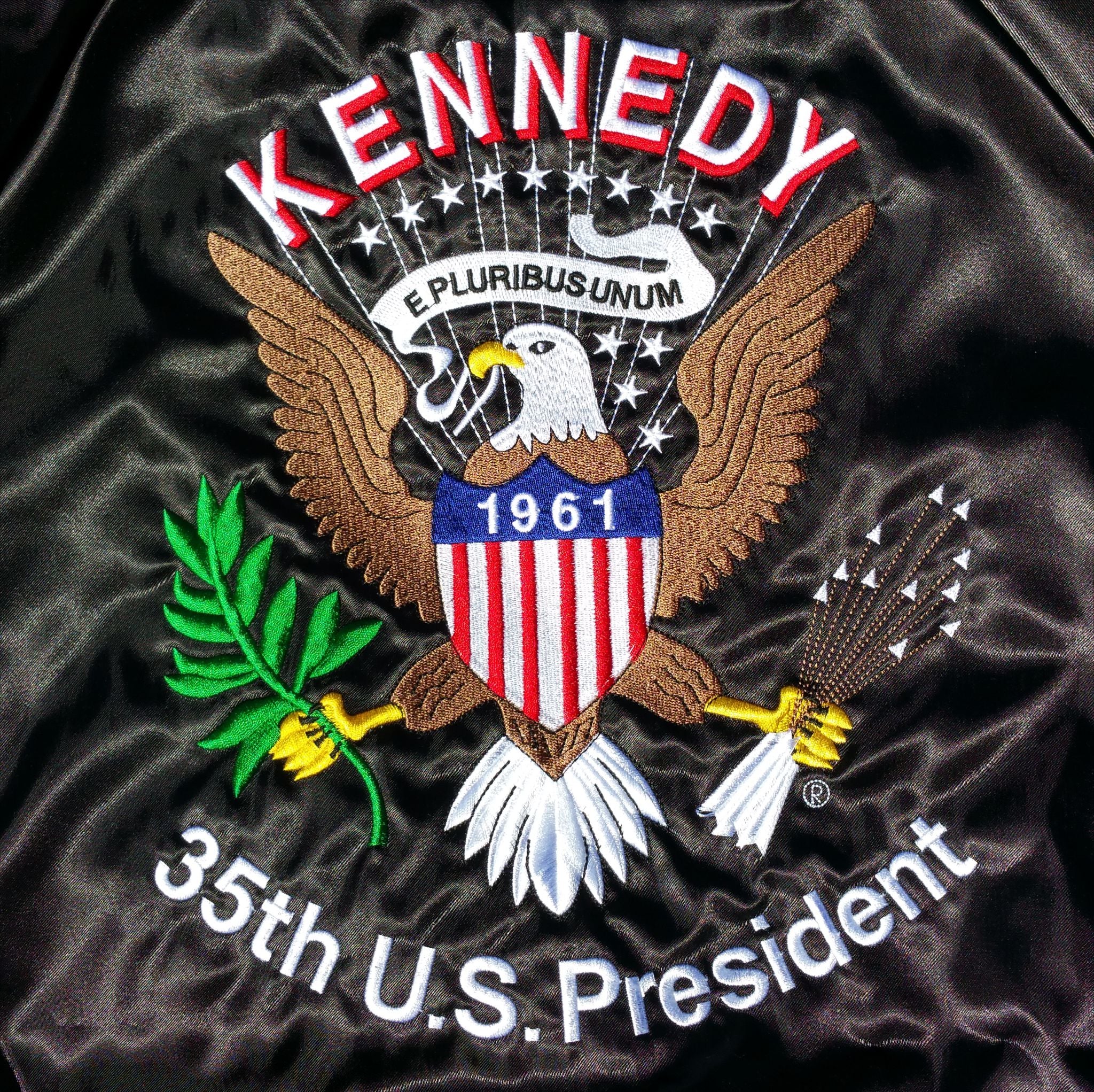 35th Kennedy USA Presidential Black Satin Jacket