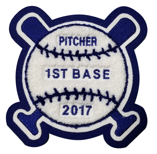 Cross Ball and Bats Chenille Baseball Patch - P10219