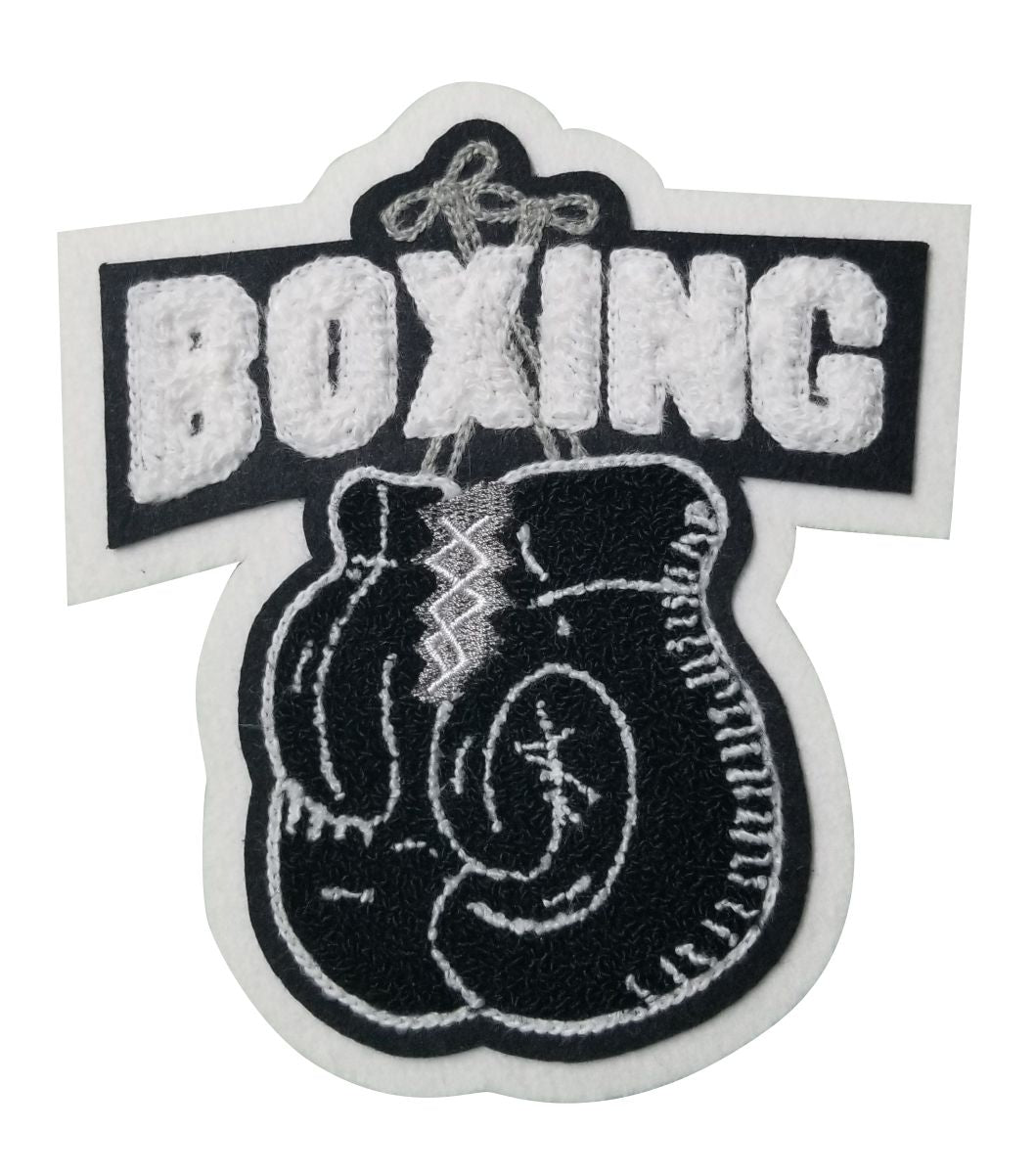 Chenille Boxing Gloves With Strings and Boxing Word