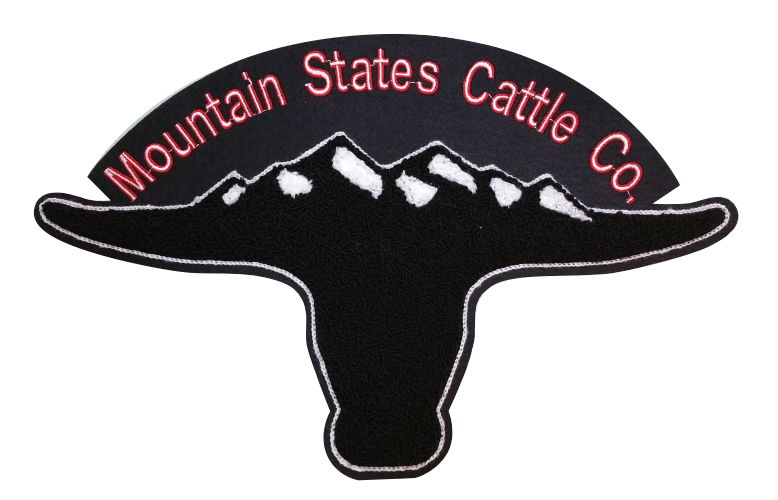 Chenille corporate Mountail States Cattle Co. patch sewn by 4 My Jacket