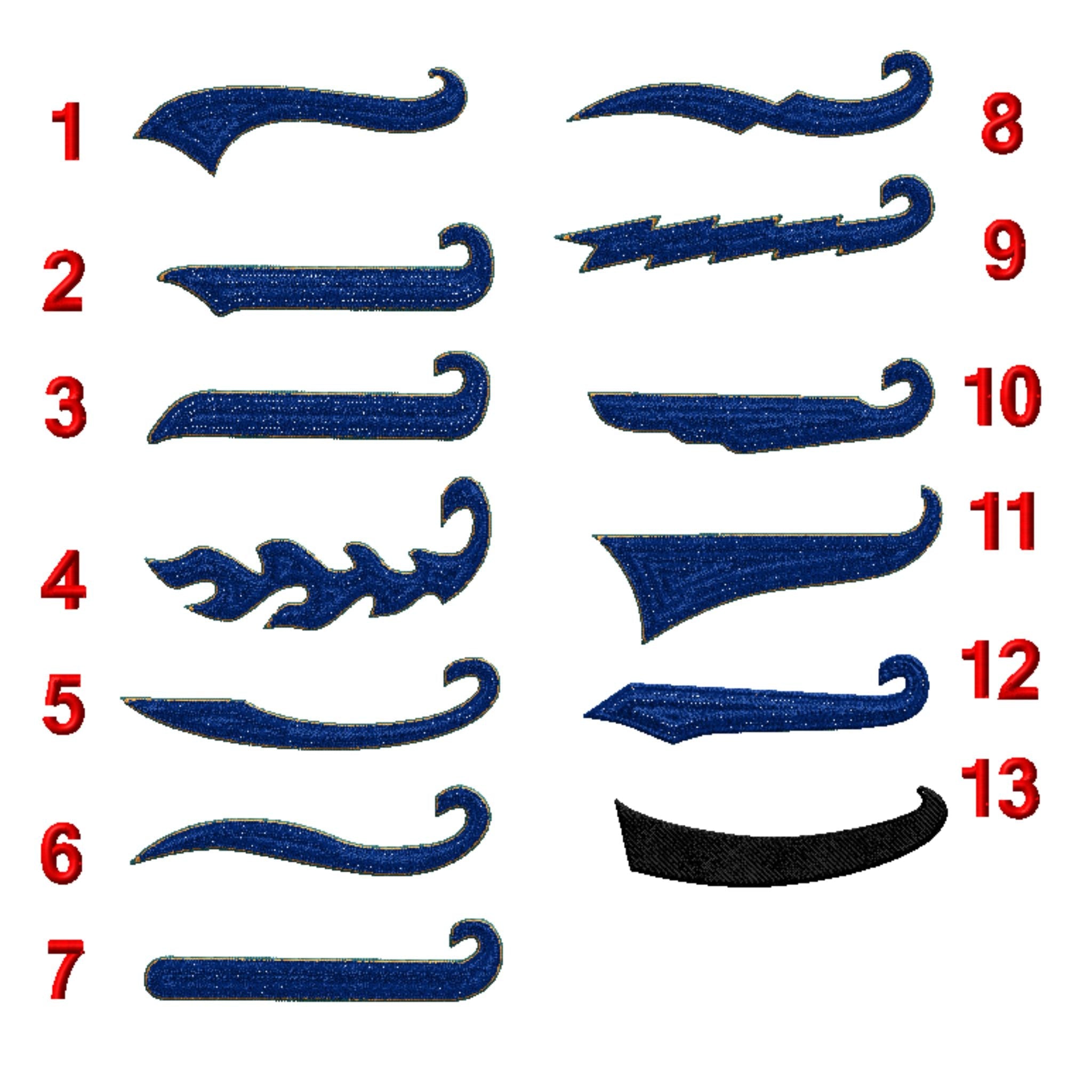 Two color Sport Tackle Twill Script Name With Tail - TT8022