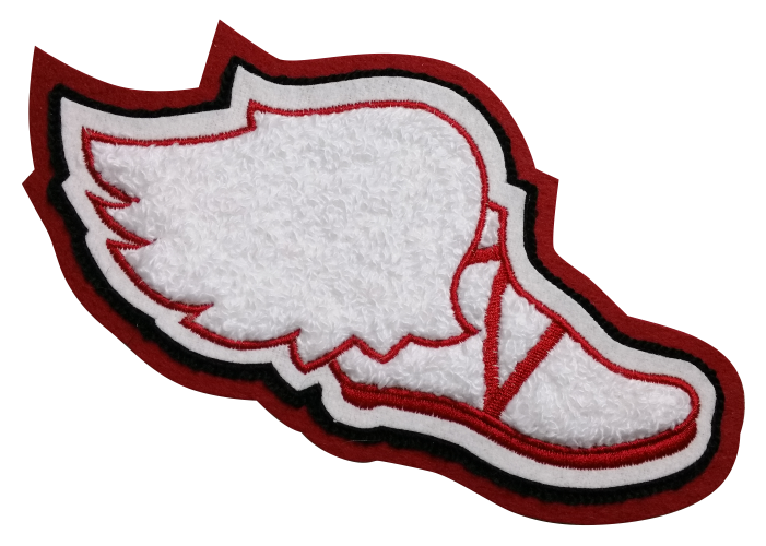 Chenille Letterman Track Patch with Combination Satin / Chain Border