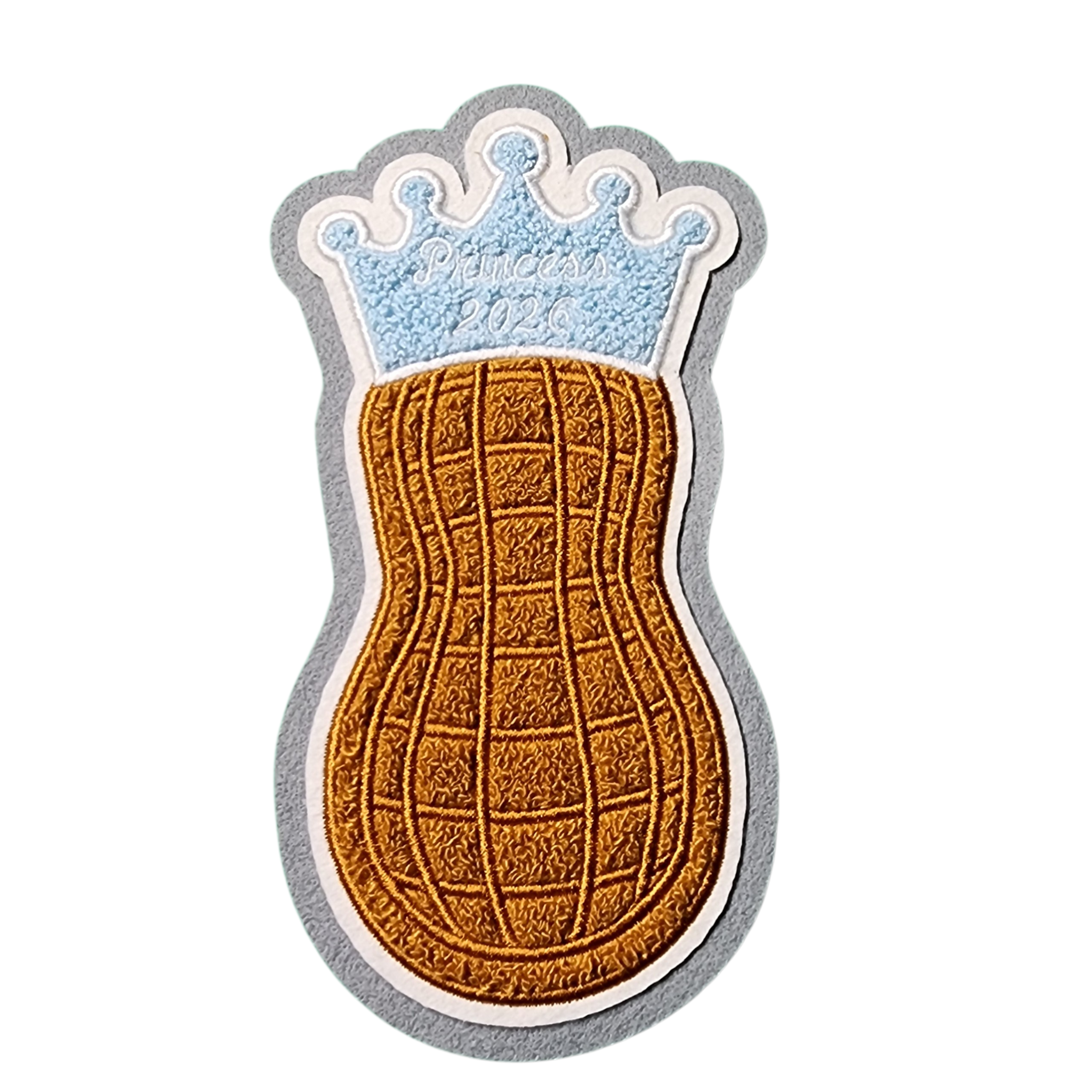 Chenille and Embroidery Peanut with Crown and Lettering