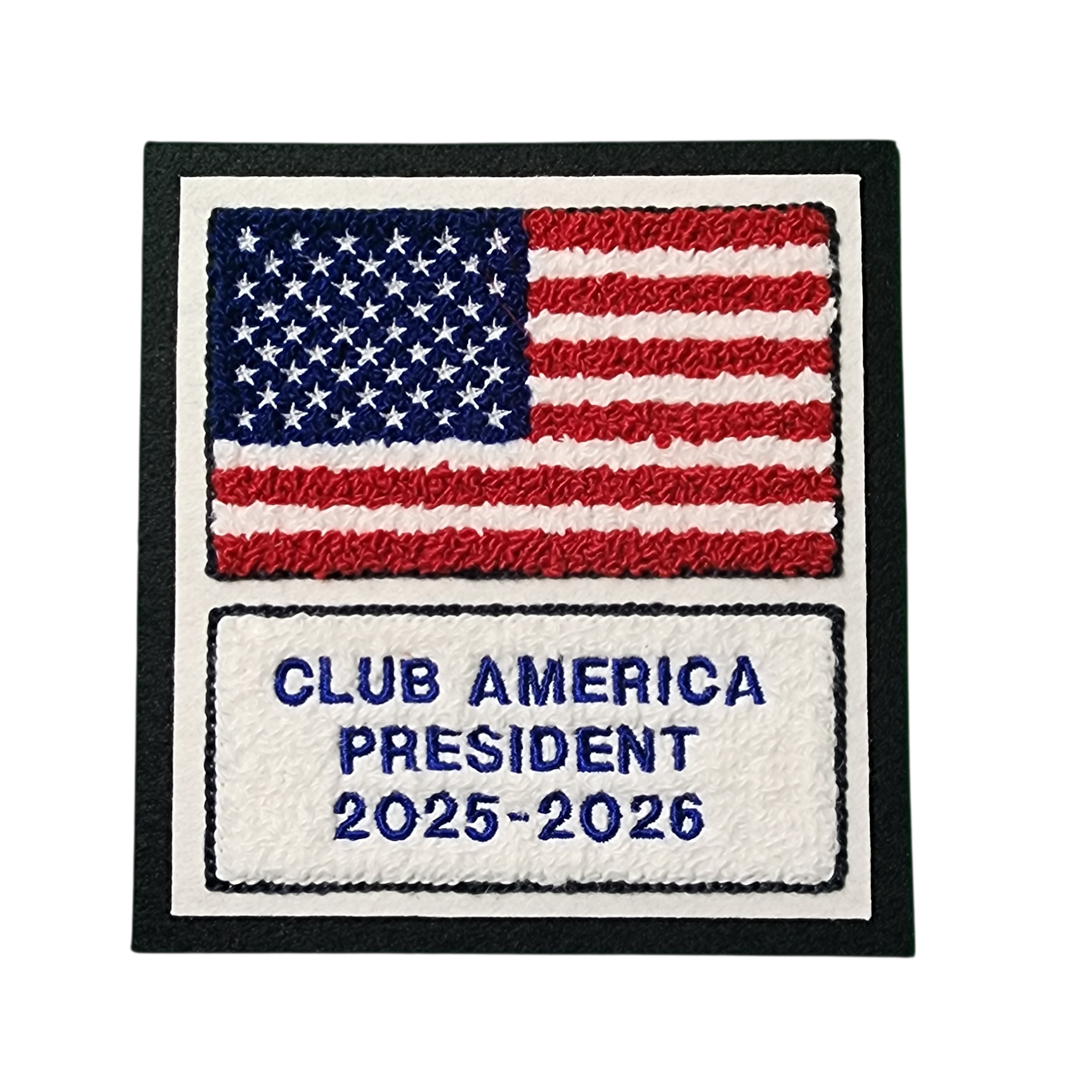 Chenille USA Flag With Optional Text Block