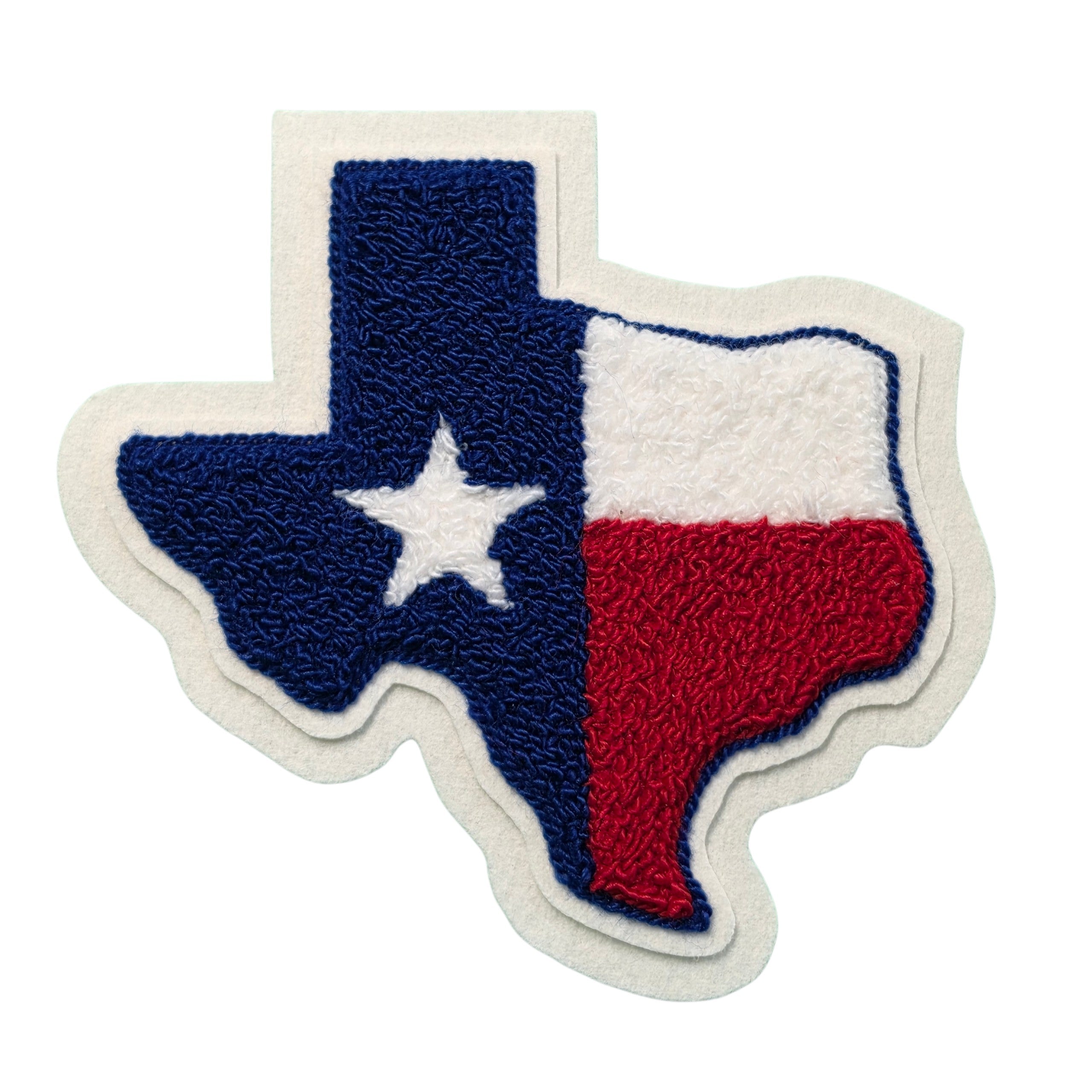 Chenille Letterman Jacket Texas State Flag Patch with Chenille Star