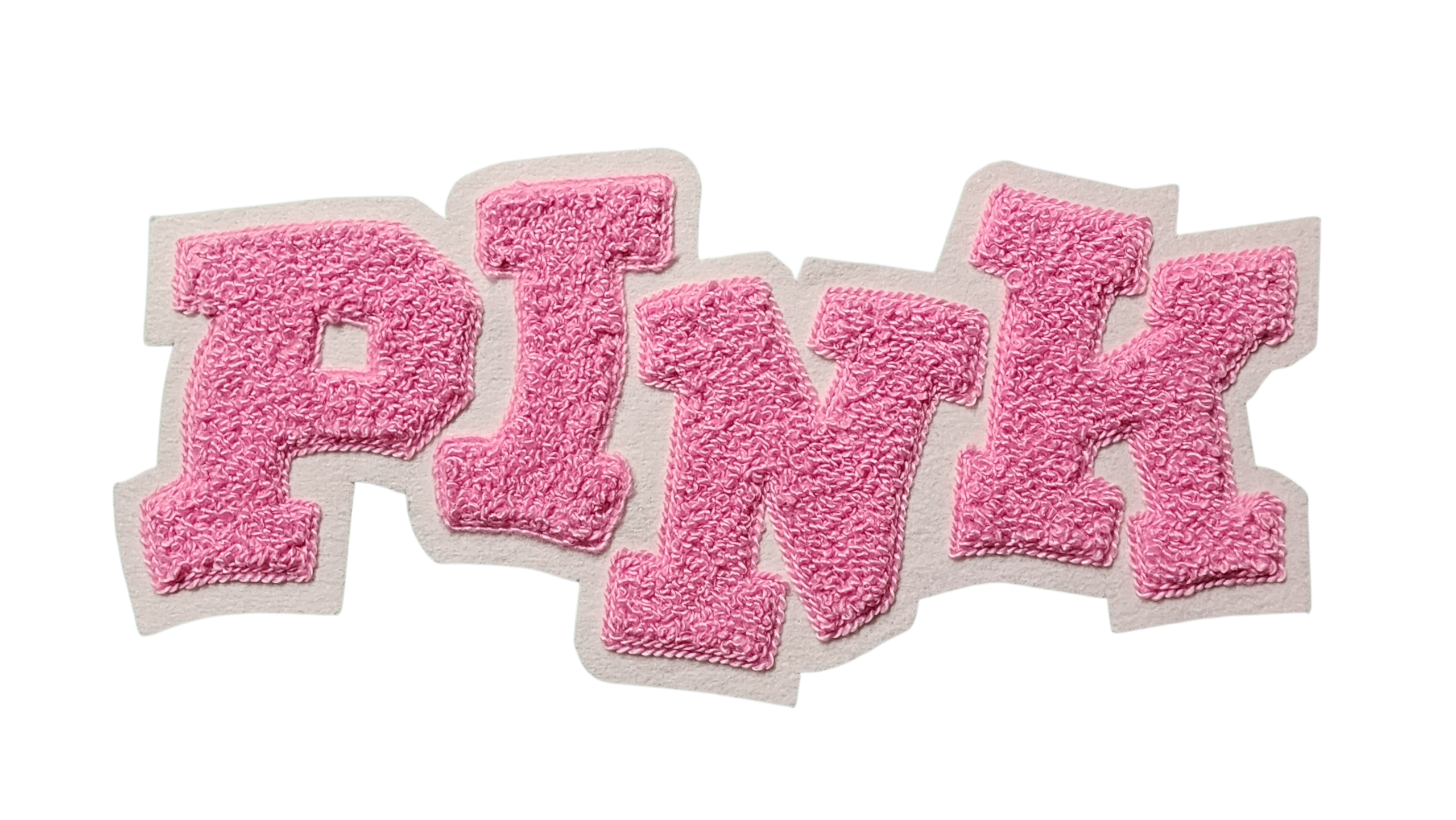 Chenille Pink Crazy Block Letter Word