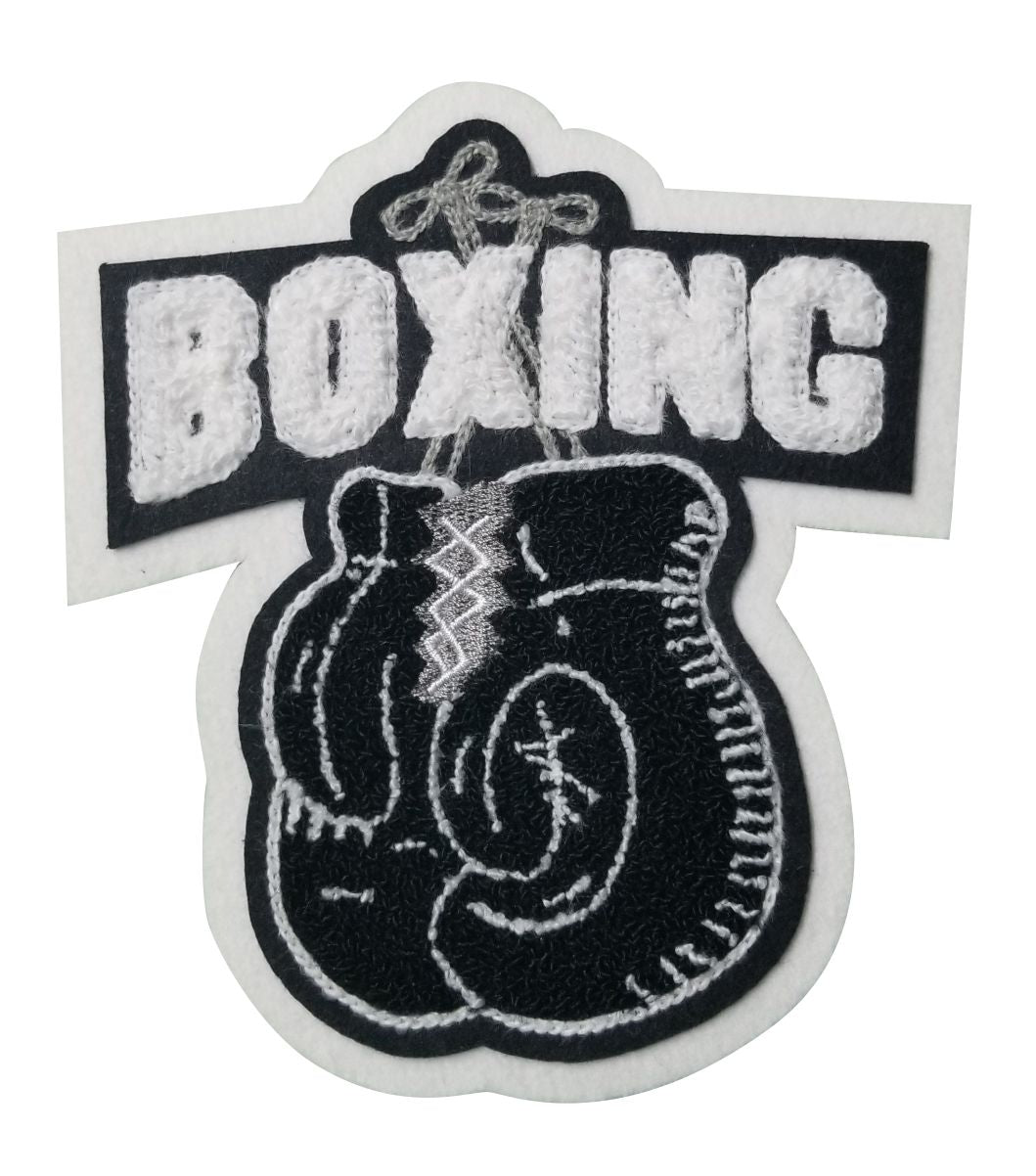 Chenille Boxing Glove with Strings and Word Boxing