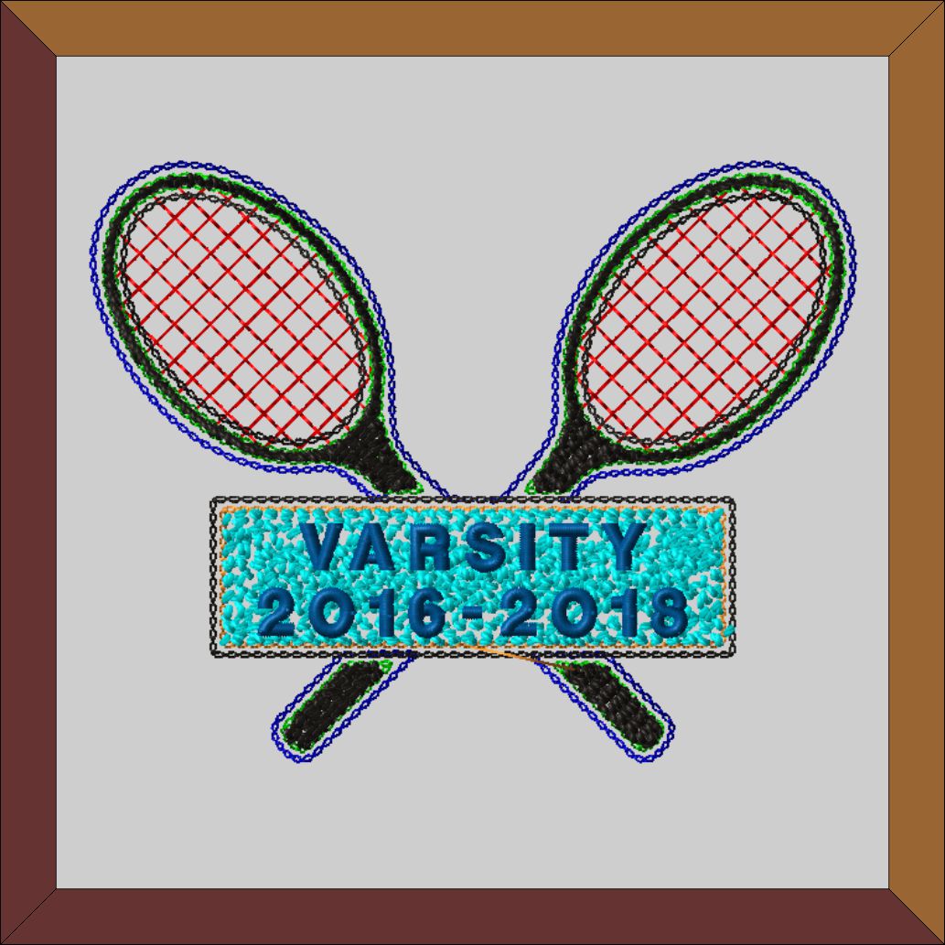 Chenille Crossed Tennis With Banner Letterman Jacket Patch